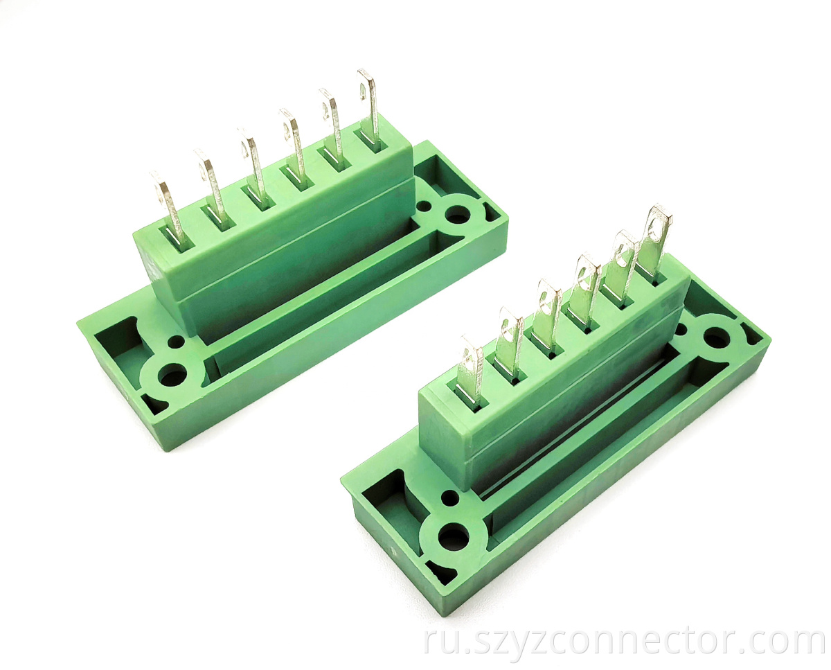 Съемные клеммные колодки с шагом 5,08 мм, вилка, 6P, зеленые 5.08mm Pitch Pluggable Terminal Blocks Male 6P Green